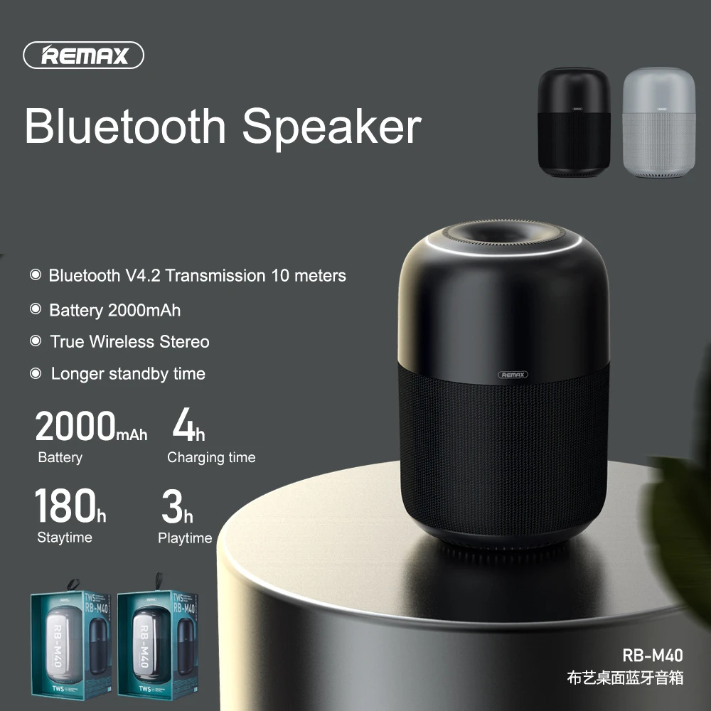 Remax Wireless Bluetooth Spekaer Bluetooth 4.2 Desktop Fabric HIFI Bluetooth Speaker For IOS Android Smartphones RB-M40