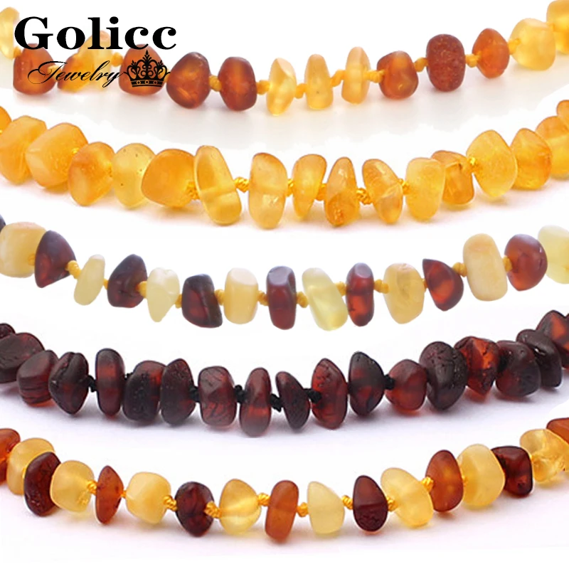 

Golicc 16 Colors Amber Teething Bracelet/Necklace for Baby Adult Lab Tested Authentic 8 Sizes Natural Amber Stone Women Jewelry