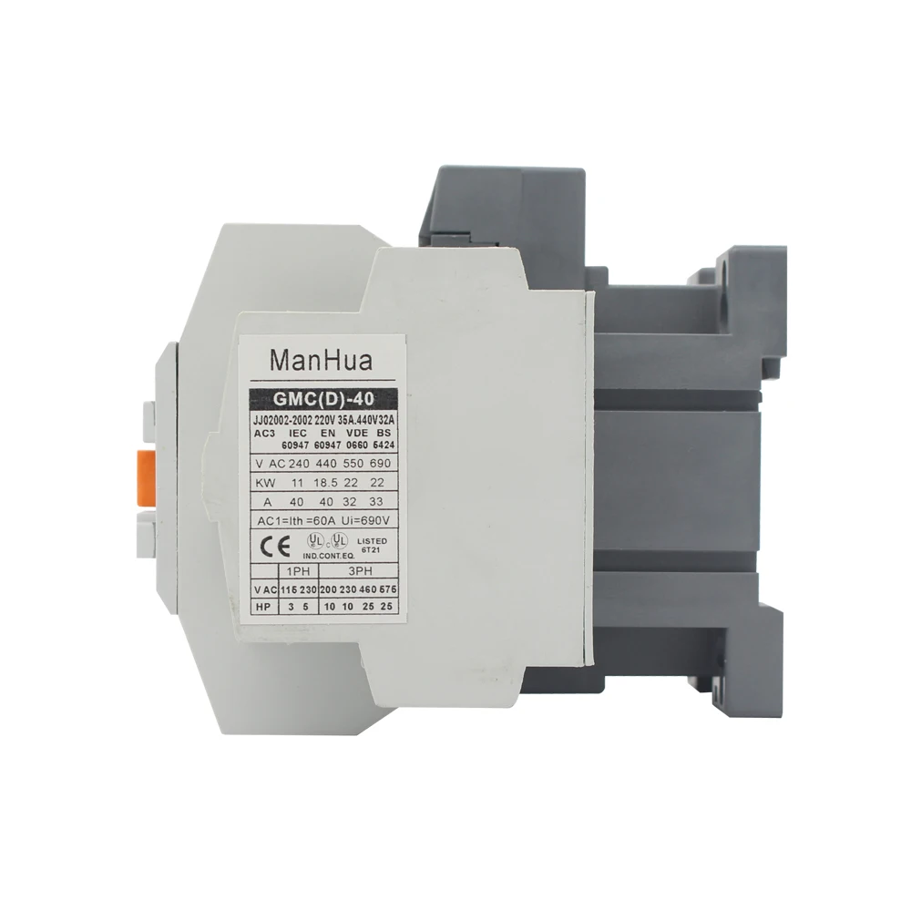 ManHua 3P GMC-40 24VAC 40A Электрический магнитный контактор трехфазный для защиты домашнего обустройства и электрооборудования