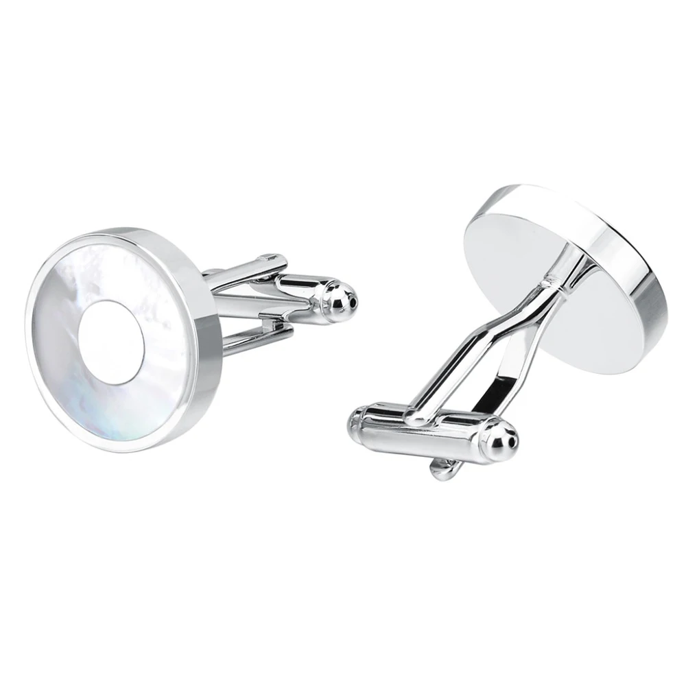 LAIDOJIN Luxury Round Sea Shell Cufflinks lawyer Gift French Men's Shirt Cuff link Husband Gift Silver-plated Wedding cufflings