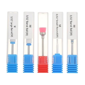 

5pcs Nail Drill Bits 3/32'' (F) Cuticle Cleaner Dust Drill Brush Rotary Polishing Nail Grinding Heads Nail Salon Tools