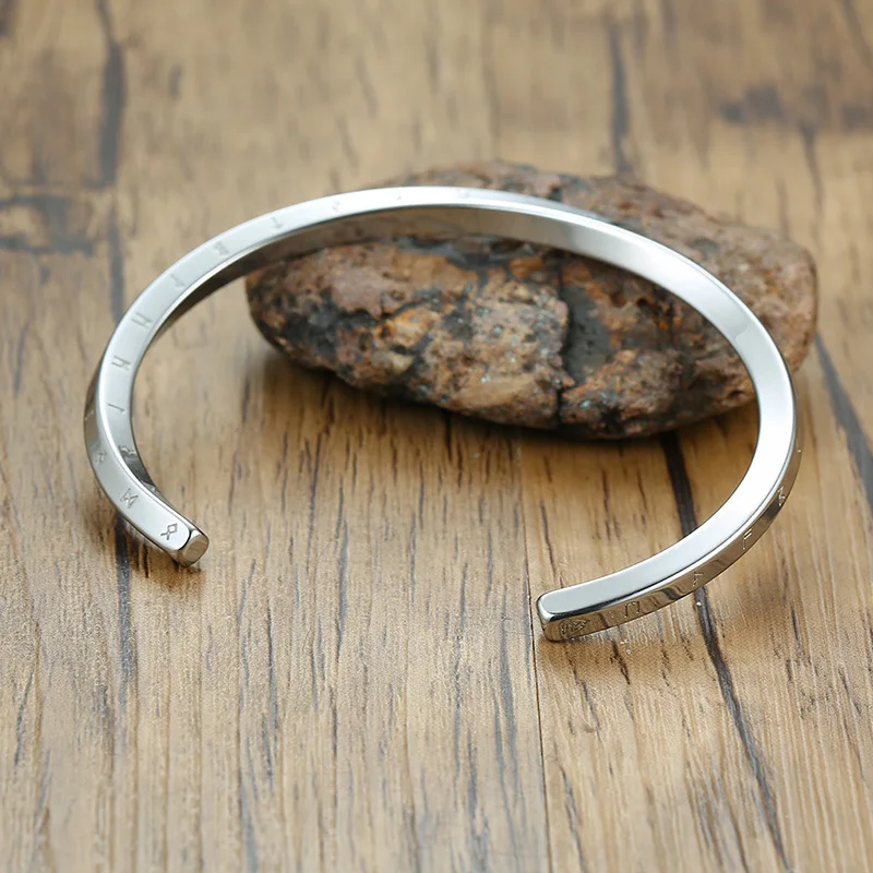 Metal Bracelet Vnox Nordic Vikings Bangles for Men Vintage Norse Mythology 24 Runes Talisman Amulet Cuff