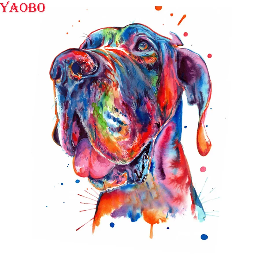 

5D DIY Diamond Painting Watercolor Great Dane dog Diamond Embroidery Full Drill Square Animal Picture Of Rhinestone Decoration