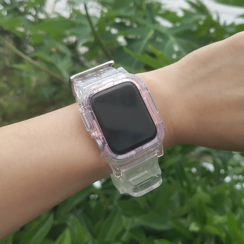 Популярный модный силиконовый ремешок для Apple Watch серии 1 2 3 4 5 прозрачный