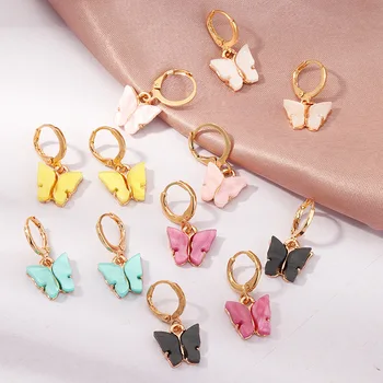 

Aesthetic Butterfly Earrings for Women Multicolor Dangle Gold Acrylic Earrings Korean Fashion Fashion Jewelry Boho Aretes Goth