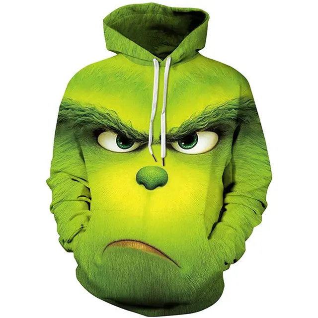 New Oversized Hoodie Men 3d Print Grinch Green Winter Sweatshirt Men/Women Sweater Jacket Fashion Pullovers Street Casual Clothe 6
