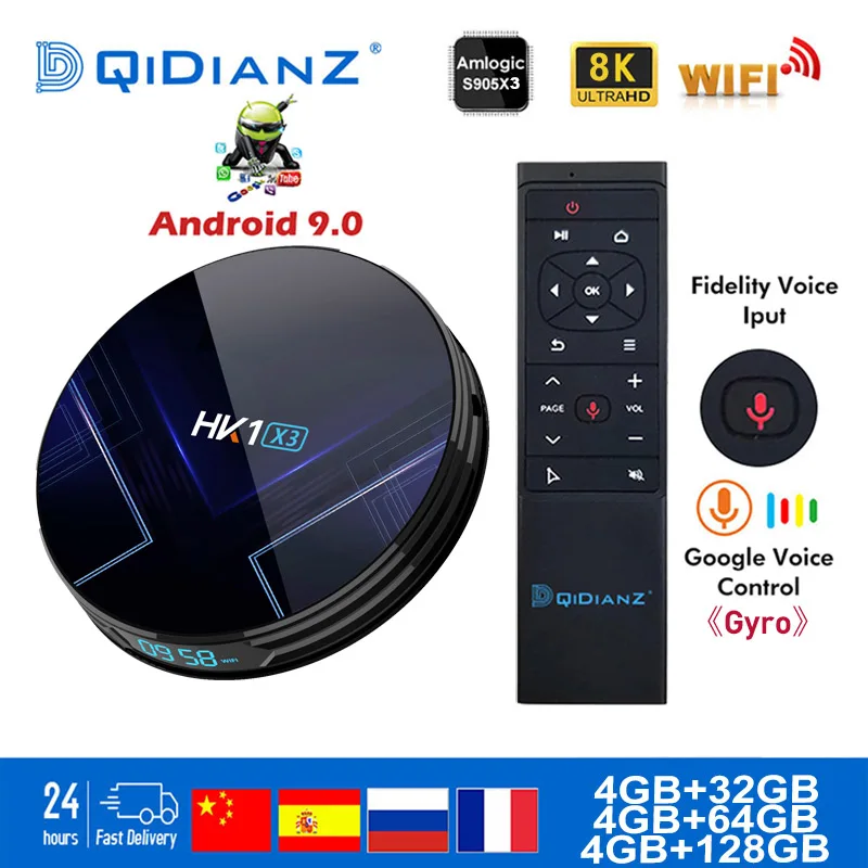Умная ТВ приставка hk1x3 Android 9 0 1000 м Amlogic S905X3 8K двойной Wi Fi BT Netflix быстрая