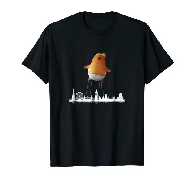 Забавный ребенок Трамп плач воздушный шар Лондон черная футболка Basic базовые
