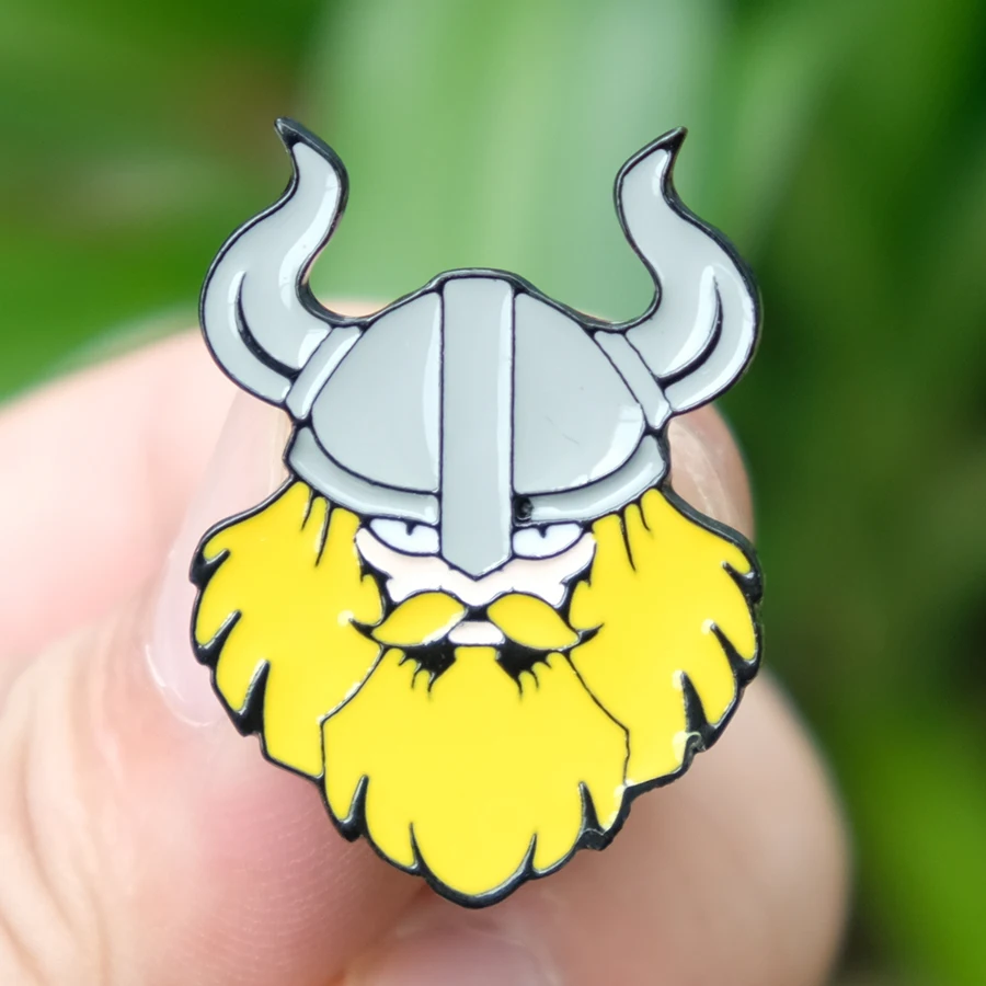 Один Viking цинковый сплав металлические значки-булавки 3D сенсорный эмалевая брошь