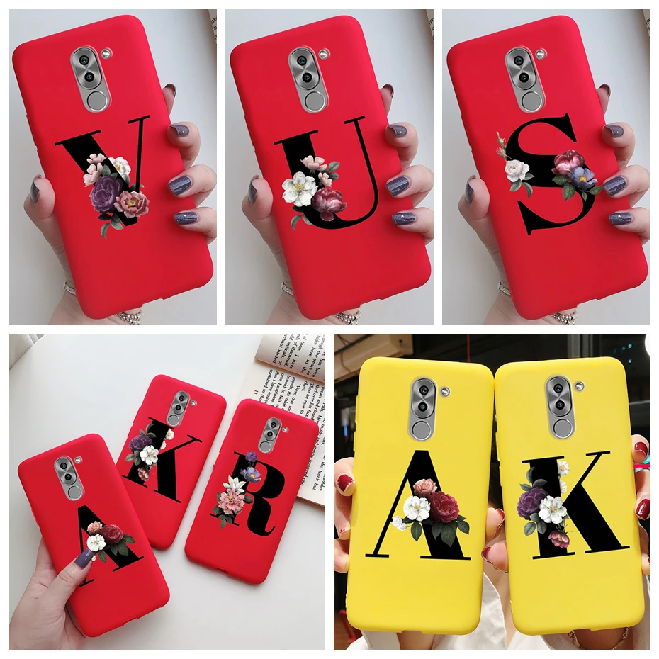 Para Huawei GR5 2017 Honor 6X L21 BLN L22 casos de teléfono negro carta flor para Mate 9 Lite Coque antigolpes para teléfono| - AliExpress