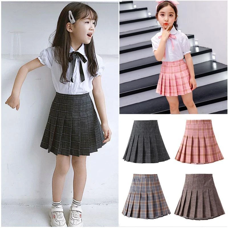 Falda plisada japonesa para ropa de fiesta de princesa a cuadros, faldas escolares de cintura alta, uniforme de estudiante línea a suave, ropa para niños|Faldas| - AliExpress