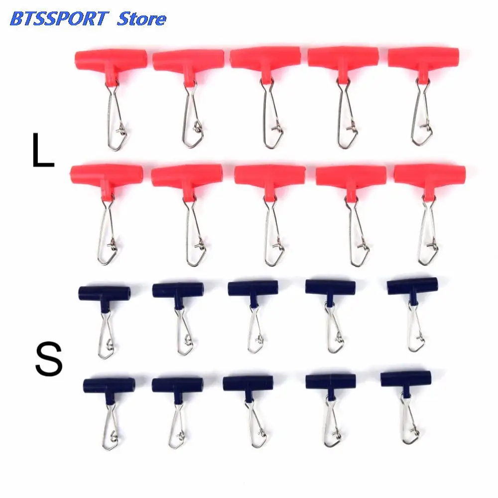 10PCS/set Plastic Head Fishing Sinker Slip Clip Clear Swivel With