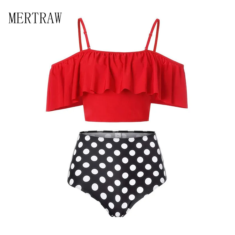 

Swimsuit Women Bikini 2019 Mujer High Waist Swimwear Ruffle Bikini Swimsuit Lady Tankinis Bath Set Biquini