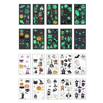 

10PCS Halloween Luminous Temporary Tattoos Stickers Glow In The Dark Stickers Body Art Waterproof Sweat-proof Breathable