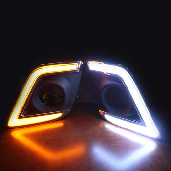 

Car LED DRL For Toyota Hilux Revo before 2018 Daytime Running Lights Chromed Frame Turn Signal Fog Driving Lamp Accessories