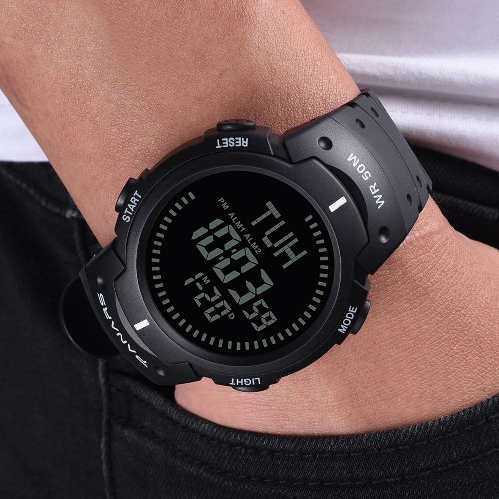 SYNOKE компасы для спорта на открытом воздухе мужские часы с будильником светодиодный цифровые часы спортивные черные водонепроницаемые мужские женские наручные часы женские часы