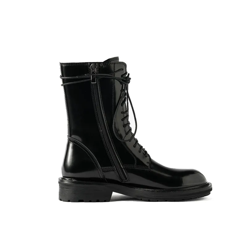 FEDONAS Classic Genuine Leather Female Motorcycle Boots Night Club Shoes Woman High Quality Chunky Heels Women Ankle Boots