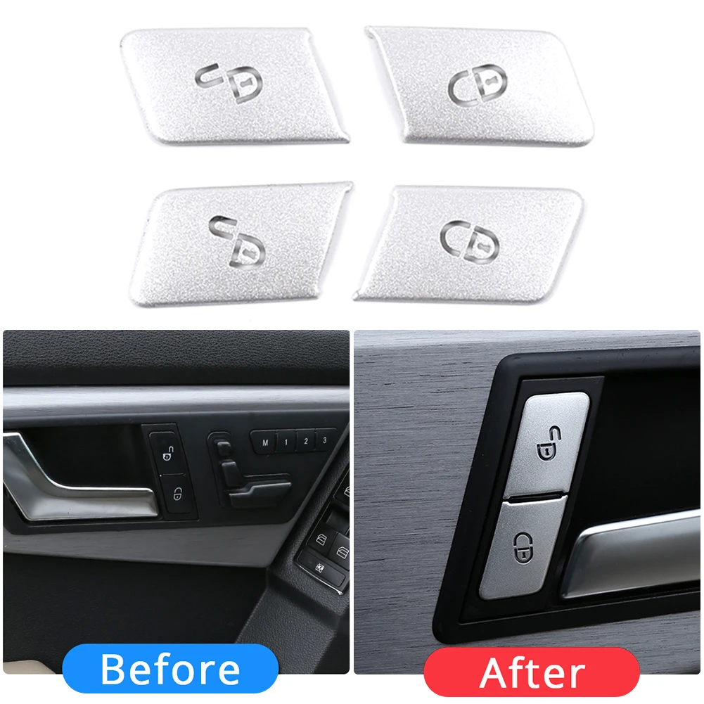 

4Pcs Car Styling Door Unlock Buttons Sequins Decoration Covers Stickers Trim For Mercedes Benz C E Class W204 W212