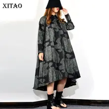 XITAO Повседневный однобортный Тренч трапециевидной формы с принтом для женщин, осень, корейская мода, стиль, пальто с отложным воротником, GCC2743