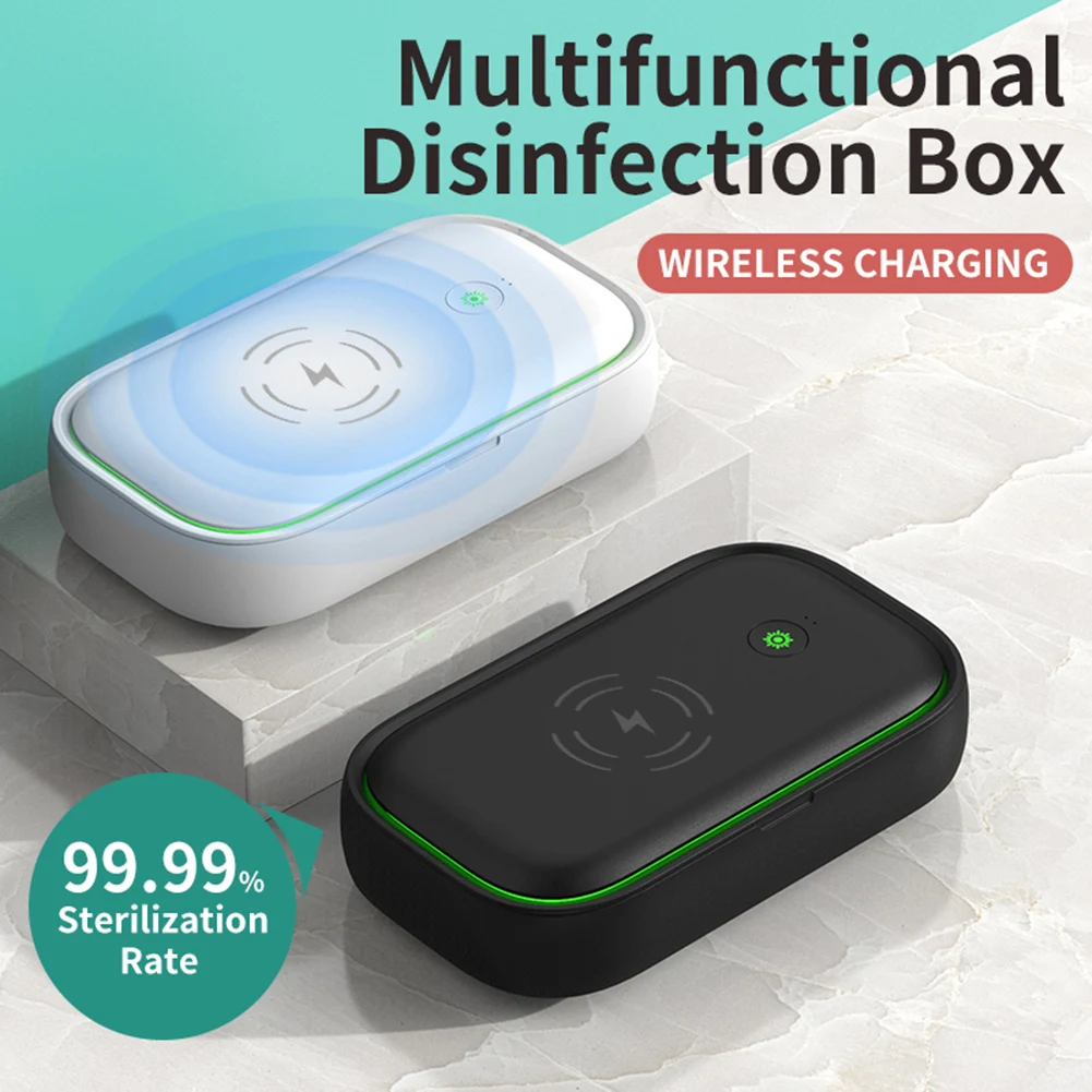 Portable Multifunction UV Disinfection Boxes Wireless Charger Phone Key Sanitizer for Household Bedroom Protection