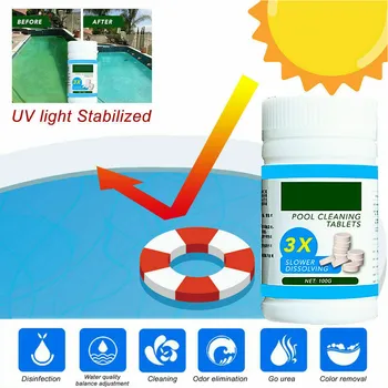 

Pool Cleaning Floating with 100pcs Purifier Tablets Swimming Pool Chlorine Dispenser Kit FKU66