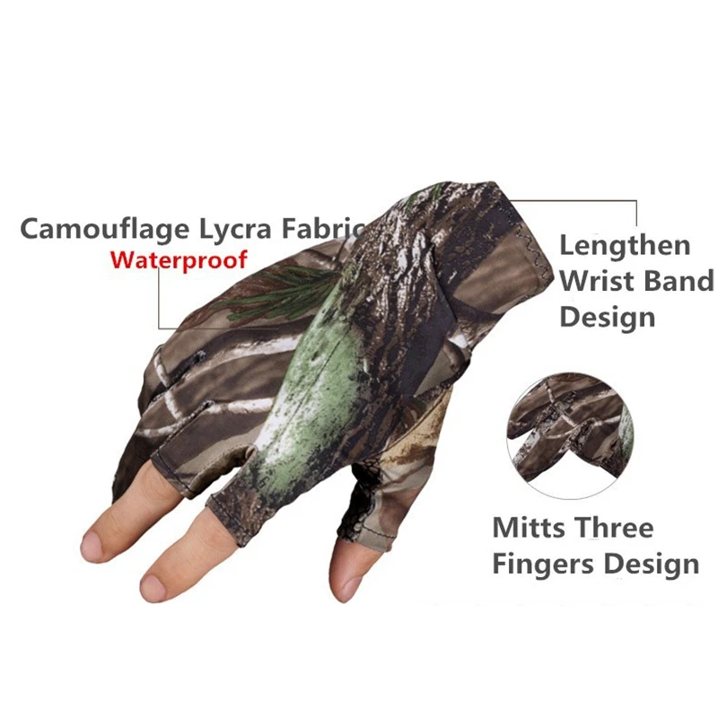 Elastic Camouflage Leaking Finger Defensive Men and Women Models Breathable Fishing Gloves Stretch Lycra Gloves