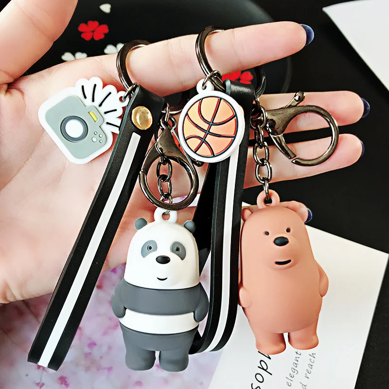 

We Bare Bears Key chain Cartoon Anime Pendants Key chains For Women Kids Unlucky bear Series Trinkets For Car Car Key Chain Audi