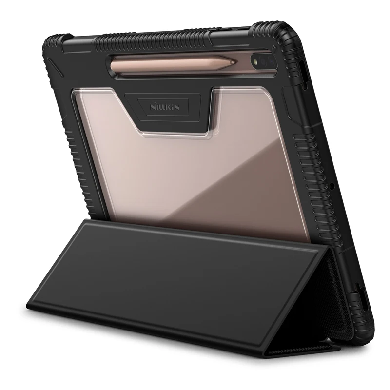 

For Samsung Galaxy Tab S7 Plus Case with Screen Protector, PU Leather CoverT970/T976/T975 Stable Kick Stand Holder Pencil Groove