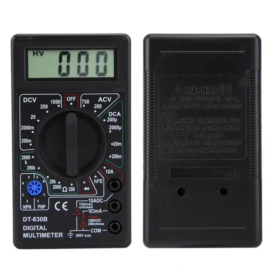 DT 830B Многофункциональный портативный ЖК цифровой мультиметр Ампер Вольт Ом