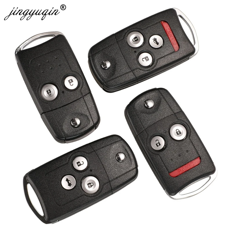 

jingyuqin 2/3/4 Buttons Flip Car Remote Key Shell Fob Fit for Honda Acura Civic Accord Jazz CRV HRV Key Case Housing Replacement