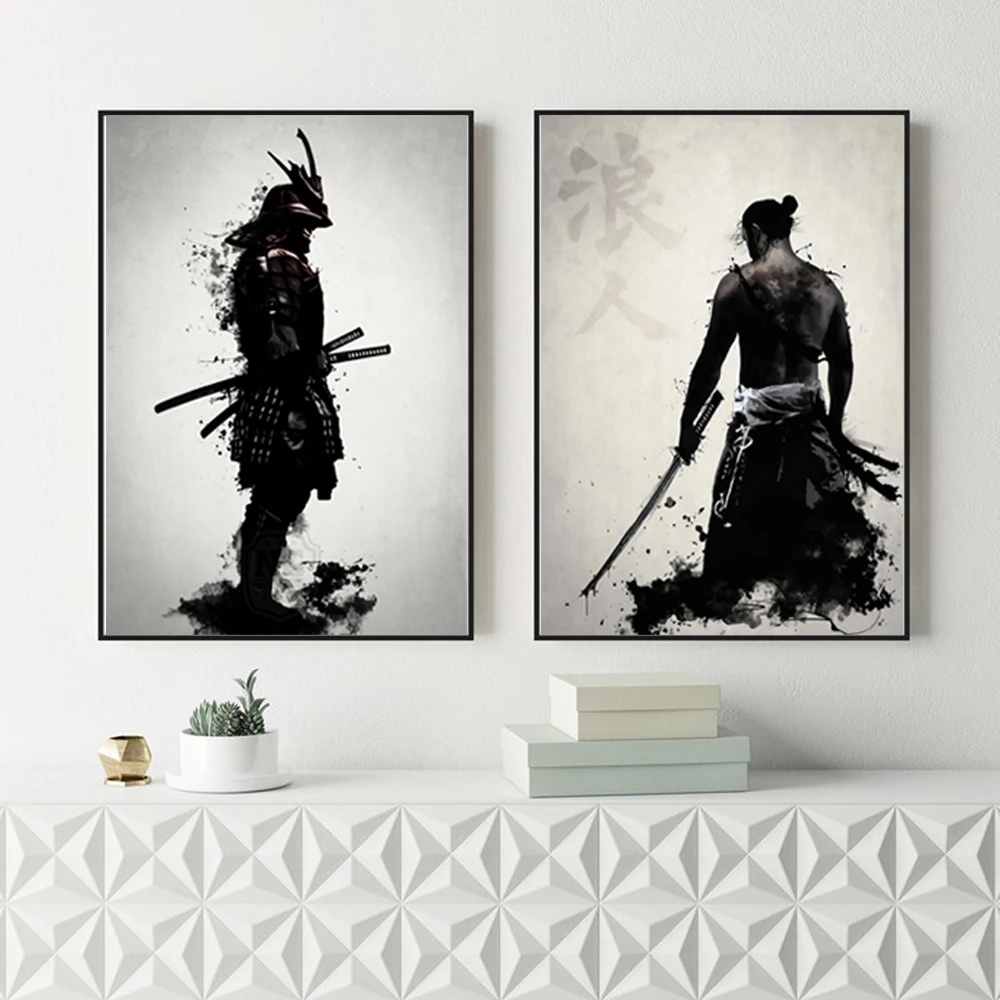 Japanese Samurai Canvas Oil Painting Modern Wall Art Pictures Print For Living Room Home Decoration Posters And Prints | Дом и сад