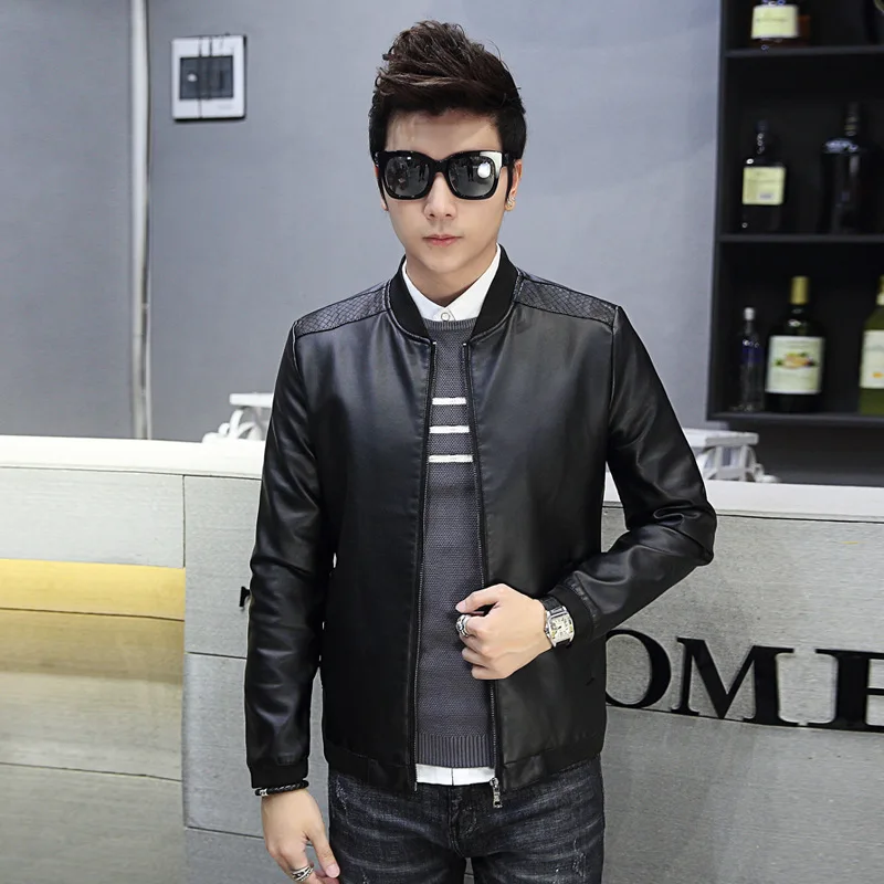 New Products Autumn And Winter Men'S Wear Fashion Man Jacket Youth Slim Fit PU Leather Men's Casual Coat Kw-w217