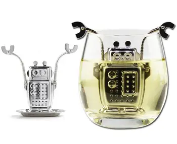 

100pcs Stainless Steel Cute Robot Tea Infuser Manufacturer Directly Recyclable Tea Strainer Tea Tool SN2916