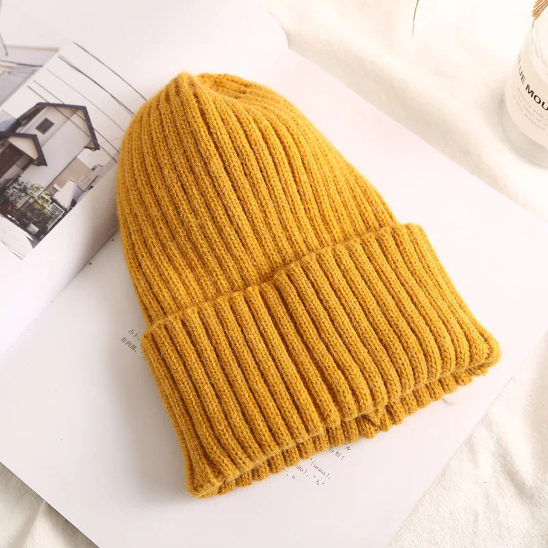Осенне-зимняя новая Стильная однотонная шляпа вязанные шапочки Skullies cap beanie hat для мужчин и женщин 06
