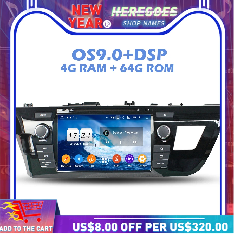 1280*720 DSP IPS Android 10 0 64 ГБ + 4 Гб 8 ядер автомобильный dvd-плеер GPS карта RDS радио Wifi Bluetooth 5