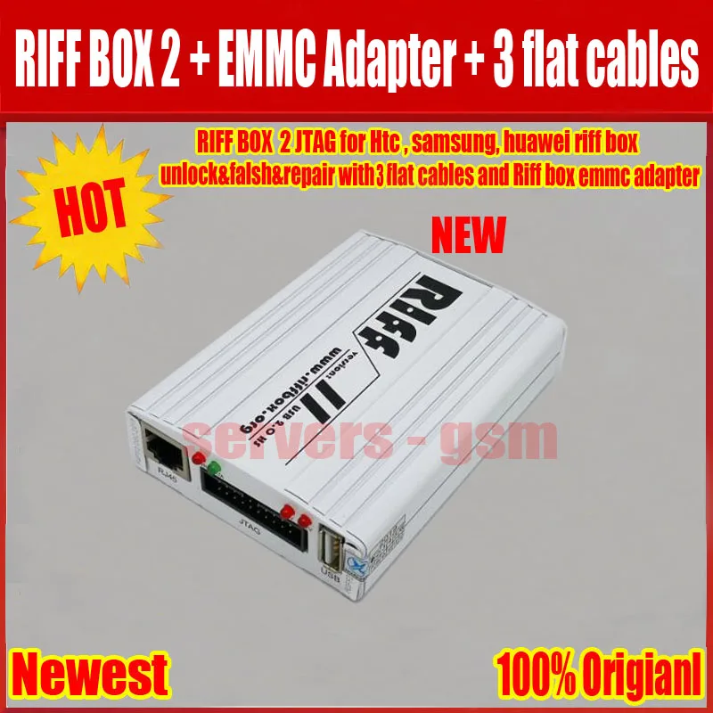 RIFF BOX 2 JTAG(RIFF BOX+ EMMC+ адаптер+ 3 плоских кабеля) для htc, SAMSUNG, huawei Riff Box Разблокировка& Вспышка& Ремонт