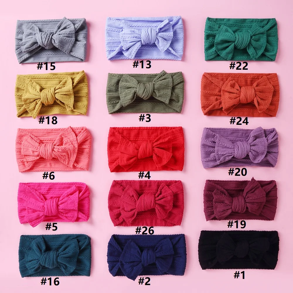 27pc/lot Baby Accessories Infant Baby Girl Ribbed Bow Headband Newborn Cable Knit Headband Nylon Elastic Hair Band Gifts Props monthly milestone blanket infant milestone blanket swaddling blanket for newborn photo props