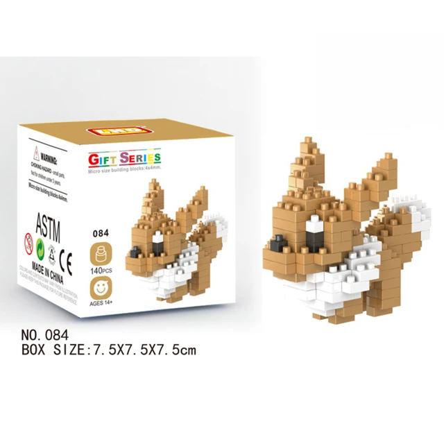 Mini Building Blocks 3D DIY Micro Brick Block Gift Toy Pokemon Cyndaquil Farfetch'd Jolteon Ho-Oh Onix Vaporeon Venusaur Popplio Eevee