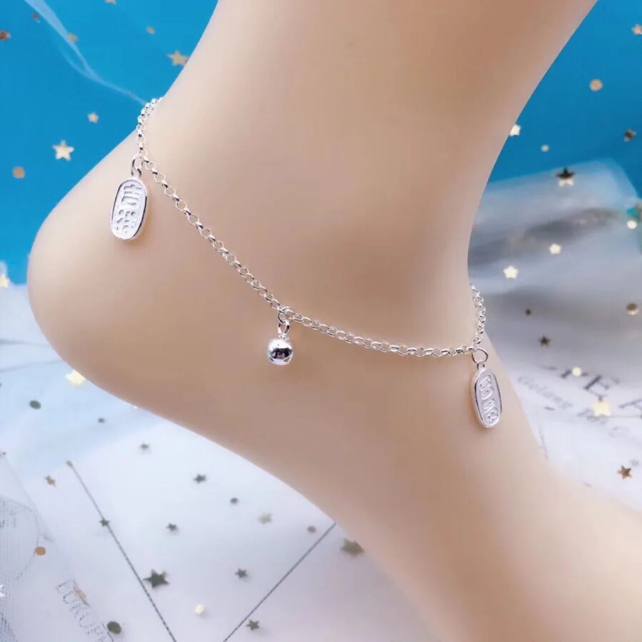 

New Style Auspicious Wealth Bell Anklet New Arrival Material Pure Silver 990 Weight 5G