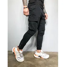 2019 штаны карго с карманами мужские Цветные Лоскутные Повседневные Jogger модные тактические брюки Tide Harajuku уличная Streetwear(China)