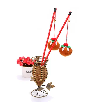 

Two piece Pet toy cat toy Halloween pumpkin shape funny cat stick bell transparent plastic short pole handle pet supplies