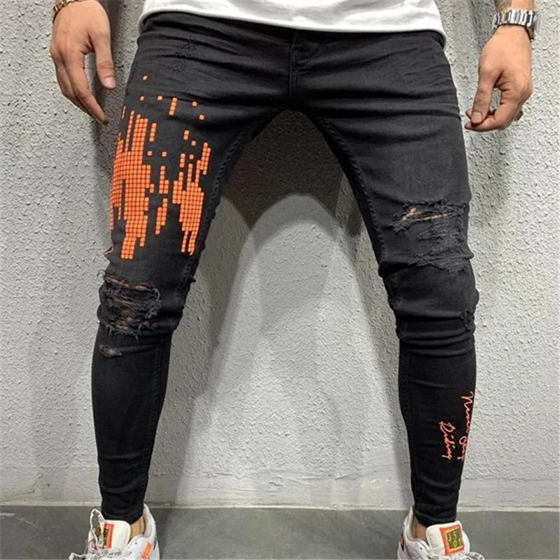 

DIAOOAID New 2019 men's Skinny Jeans Fashion Streetwear Jeans Hip Hop Slim Fit Male Stretchy Jeans Pencils Denim Pants