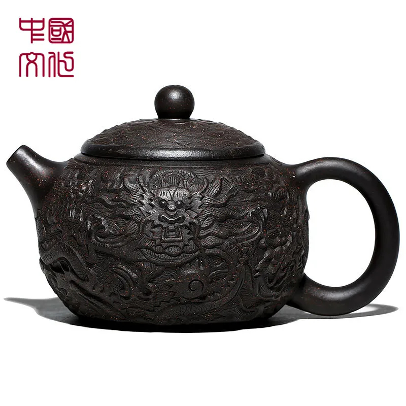 

280cc Chinese Handmade Zisha Kungfu Teapot Xi Shi Carved Dragon Teapot Yixing Purple Clay Tea Pot