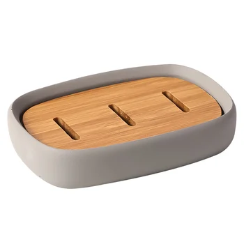 

1Pc Bamboo Soap Dish Soap Tray Concrete Soap Holder for Bathroom (Assorted Color)
