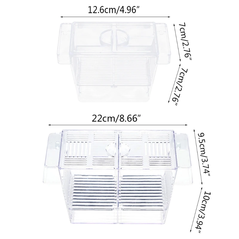 Fish Breeding Box Clear Isolation Box Aquarium Hatchery Incubator with Suction Cups for Newborn Shrimp Guppy 2 Sizes