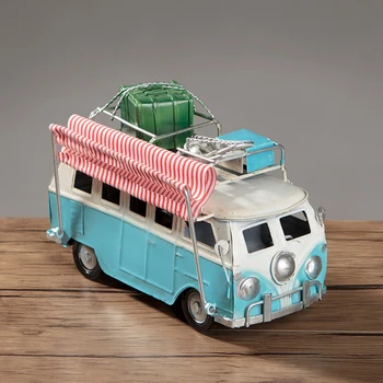 

Nostalgic Vintage Bus Model Living Room Decoration Car Figurine TV Cabinet Bookcase Desktop Decoration Miniature Model Ornaments