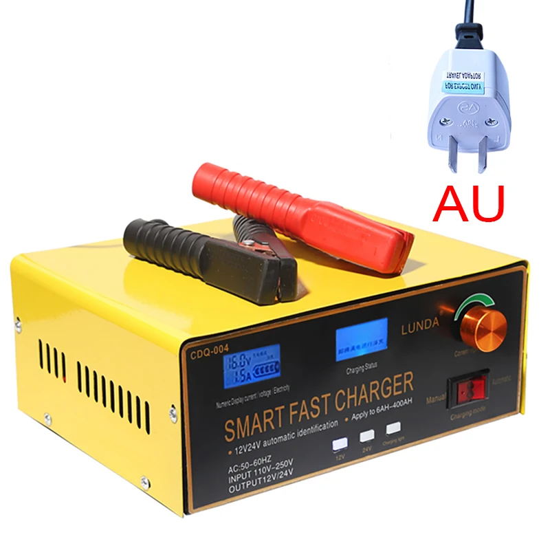 600W 30A умный автоматический 12 V/24 V автомобиль хранения Батарея Зарядное устройство ЖК-дисплей 5-ти ступенчатый интеллигентая(ый) ремонт импульса для свинцово-кислотный Батарея 6-600AH - Цвет: AU