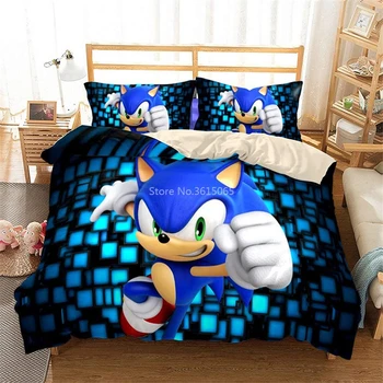 

Hot Cartoon Sonic The Hedgehog 3d Duvet Cover Set Pillowcase Comforter/Quilt/Blanket Cover Set Twin Full Queen King Bedding Set