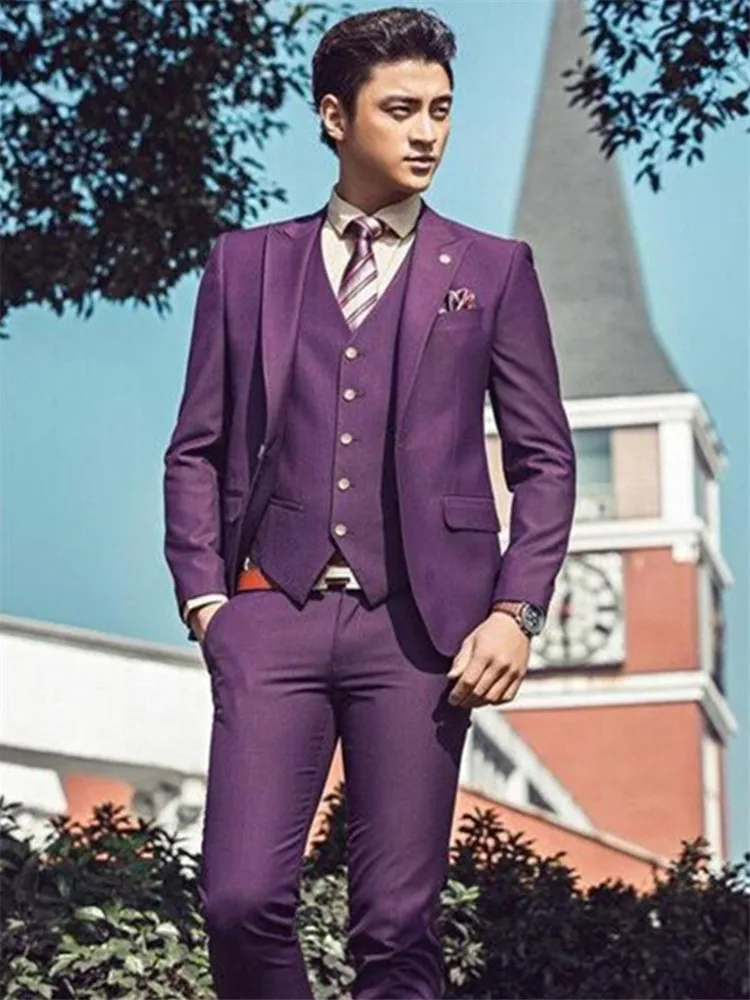 Style and color Новинка, мужской костюм, смокинг Noivo Terno, приталенный, Easculino, вечерние костюмы для мужчин, фиолетовый, смокинг для жениха, Блейзер, вечерние - Цвет: Style and color