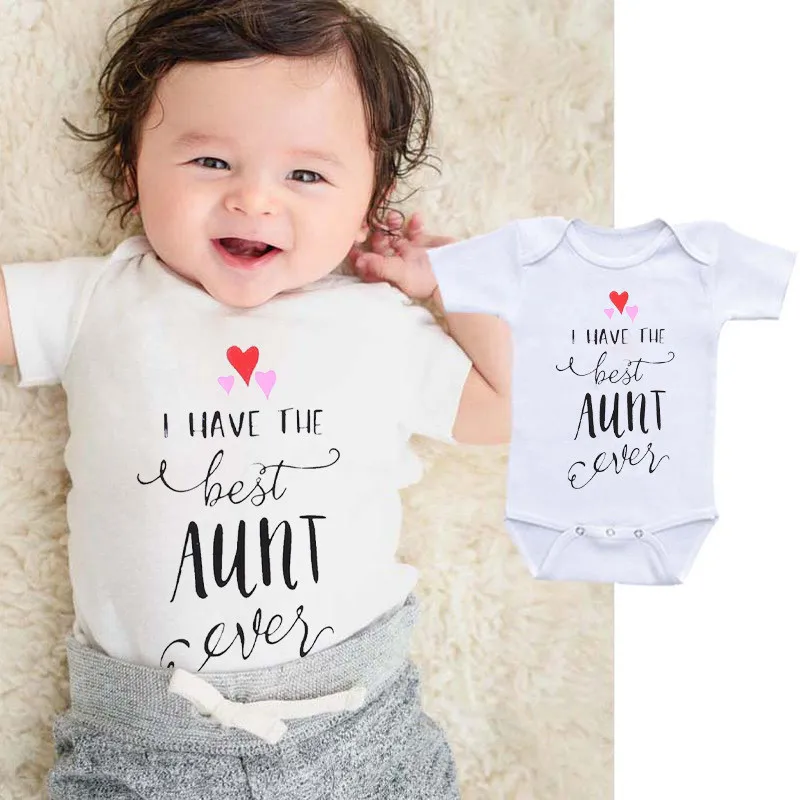 

2019 New Summer i HAVE THE BEST AUNT Newborn Infant Baby Bodysuit Boy Girls Kids Cotton White Jumpsuit Bodysuit Clothes Outfit